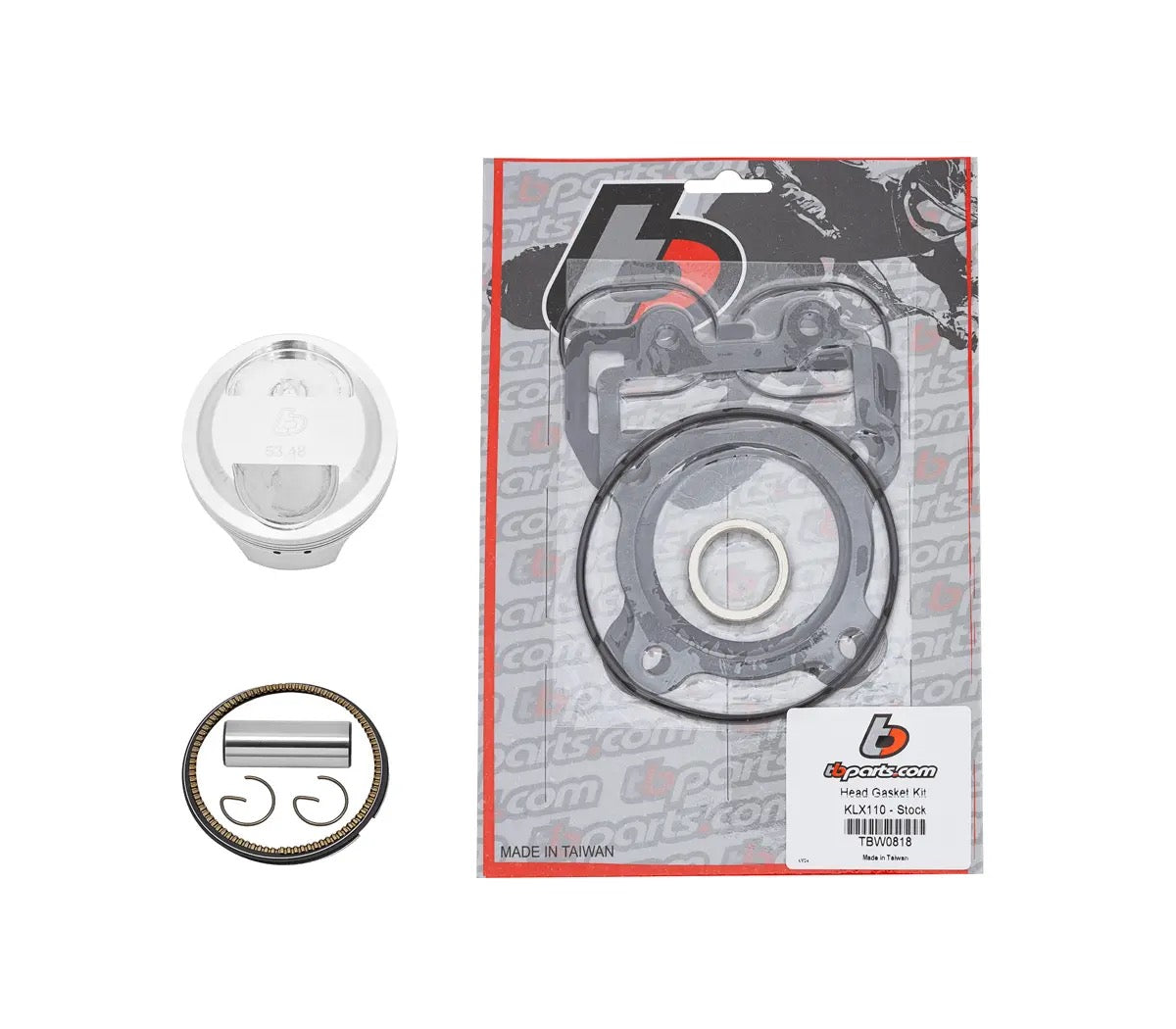 TB Parts 53.5mm Piston & Gasket Kit, Forged & High Compression - KLX110